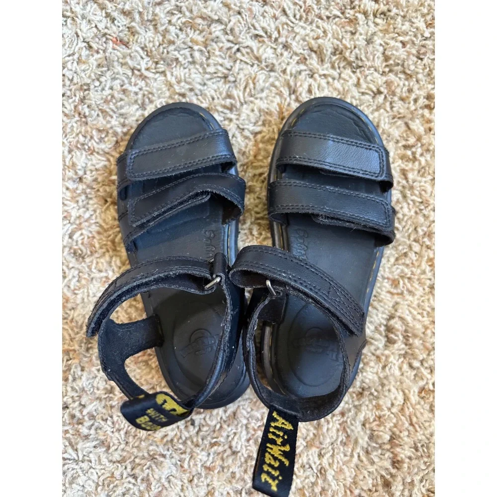 Dr. Martens Junior Klaire Leather Strap Sandals Kids Sz 13 Black Hook and Loop